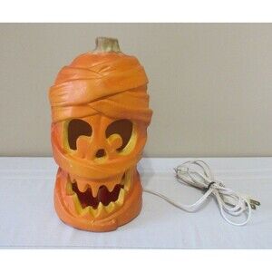 Treadmaster 1995 Mummy Pumpkin Halloween Light Up Mummy Head Jack o Lantern